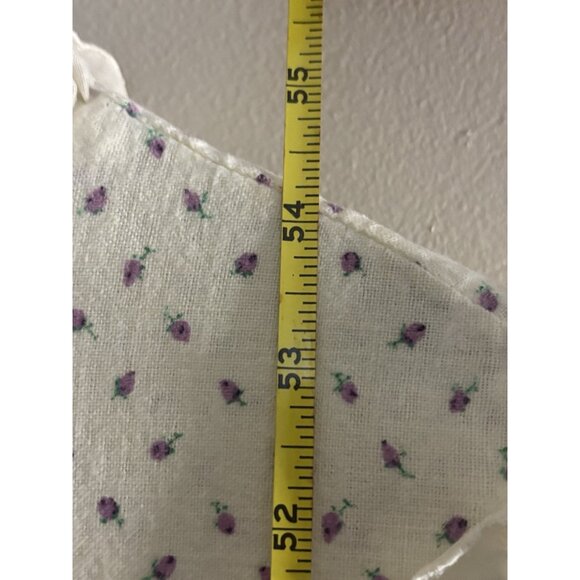 Vintage 80s Purple Roses Flannel Long Sleeve Cottagecore Prairie Nightgown Large - Picture 10 of 15